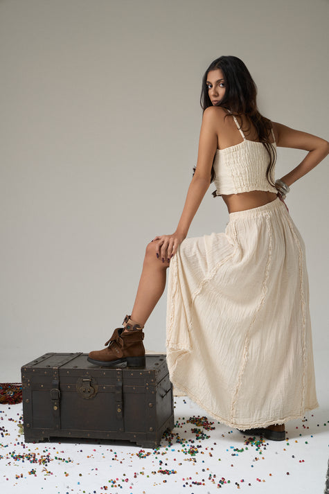 Khalkedon Boho Ruched Crop Top